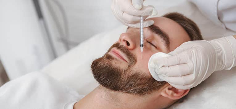 man getting sculptra treatment on the face